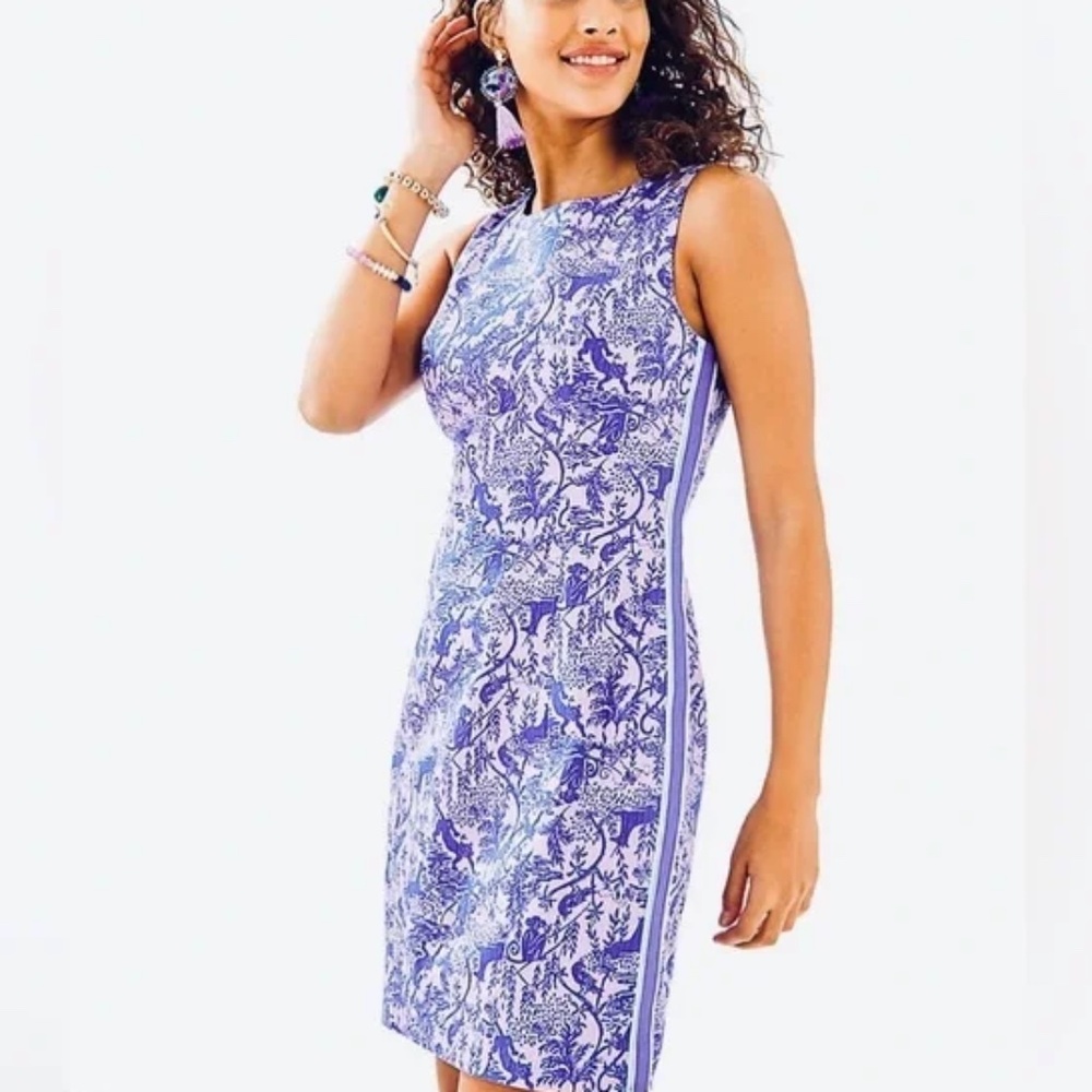 LILLY PULITZER MILA STRETCH SHIFT LILAC FREESIA SAFARI AS I CAN SEE SIZE 4
